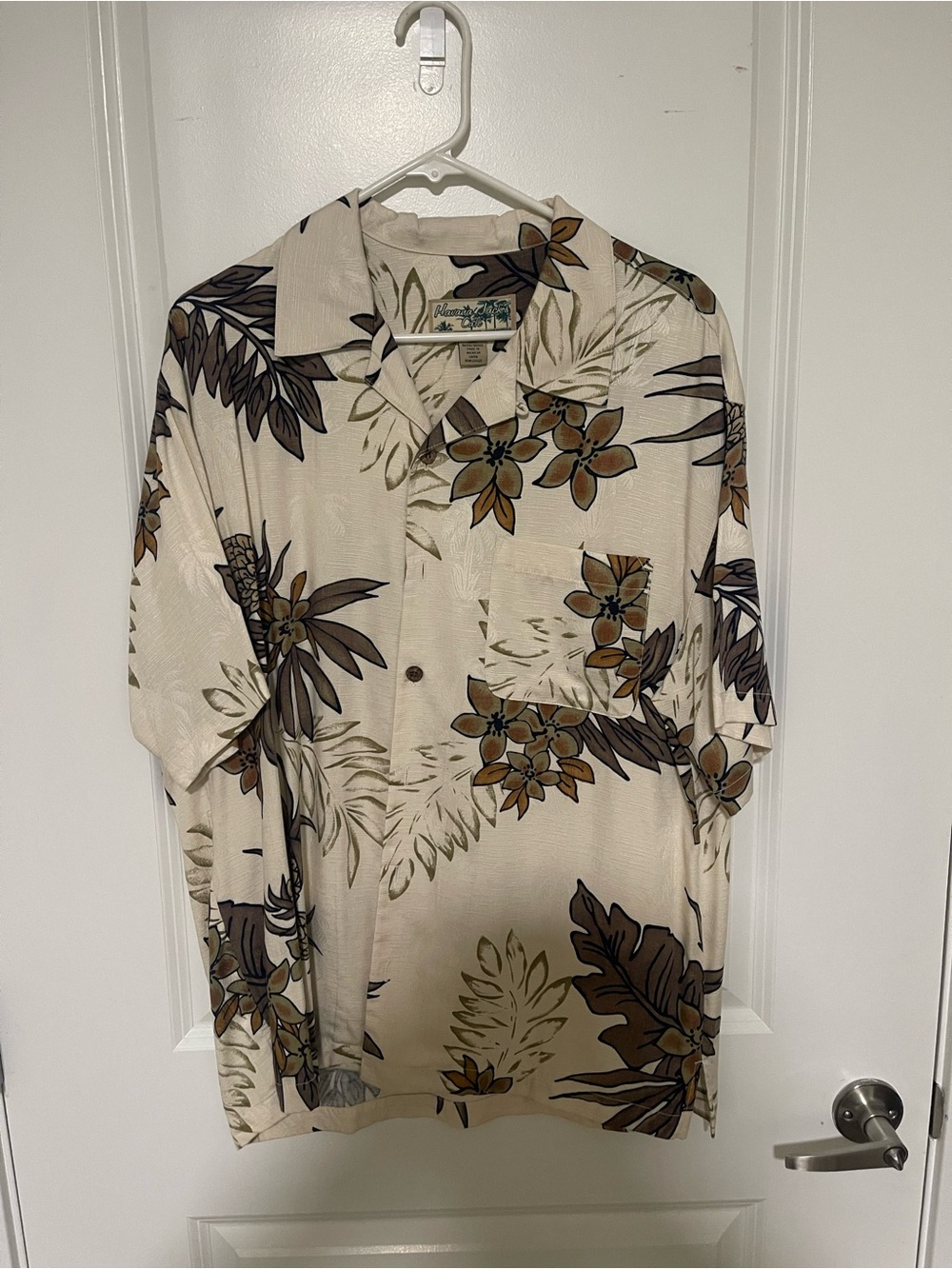 Havana Jacks Cafe Men’s Cream Floral Short-Sleeve Button-Down Shirt